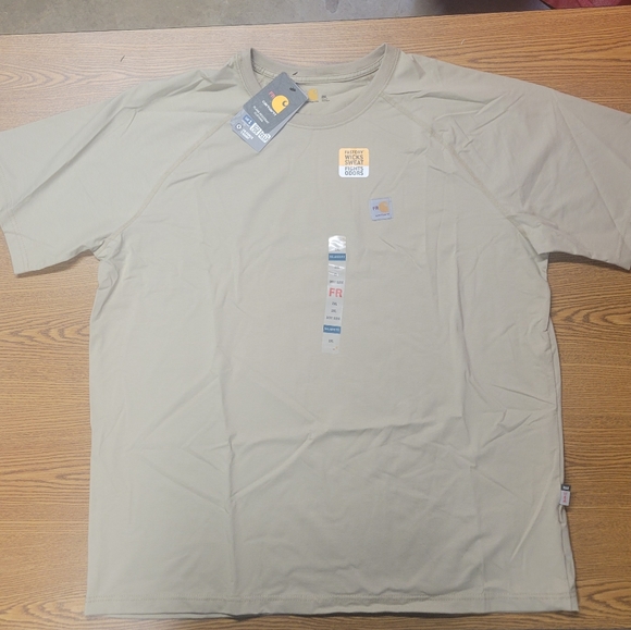 Carhartt Mens Khaki FR Flame Resistant Short Sleeve Relaxed Fit T Shirt - Picture 2 of 4